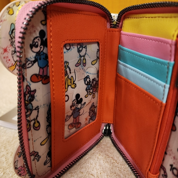 Loungefly Disney 100th AOP Mickey & Friends Iridescent Zip Around Wallet NEW - Picture 9 of 12